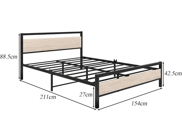 King Size Bed Frame with Wood Headboard,Metal