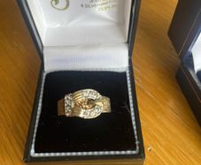 9ct gold mens buckle ring