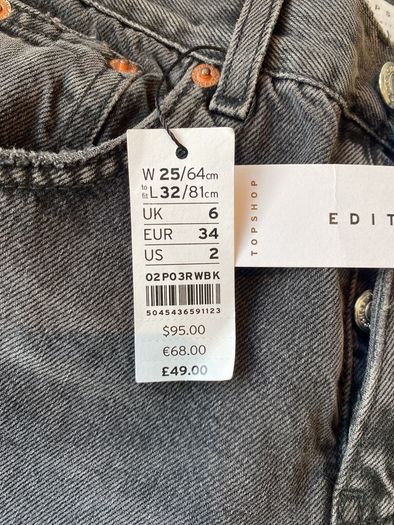 Topshop editor straight leg jeans BNWT