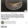 Vintage Aluminium Wooven Basket Image 5