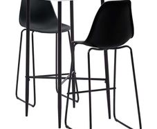 3 Piece Bar Set Plastic Black
