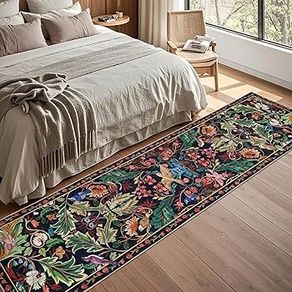 Runner Rug for Hallway ,Dark Blue Bird Washable Carpet for Kitchen with Non Slip Backing,Soft Low Pile Long Entryway Rug,Boho Animal Bedroom Floor Mat for Entrance Living Room Laundry