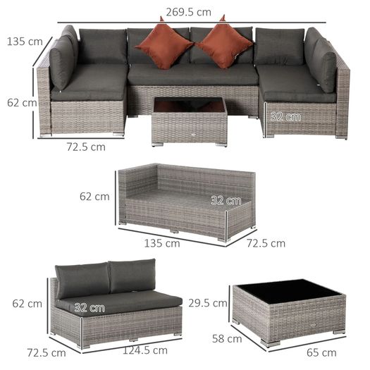 6 Seater Patio PE Rattan Wicker Sofa Set (LIMITED STOCK)