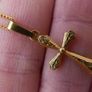 AMERIK Vintage German Gold Plated Necklace Chain with Cross 1,9g L-9,5" Image 3