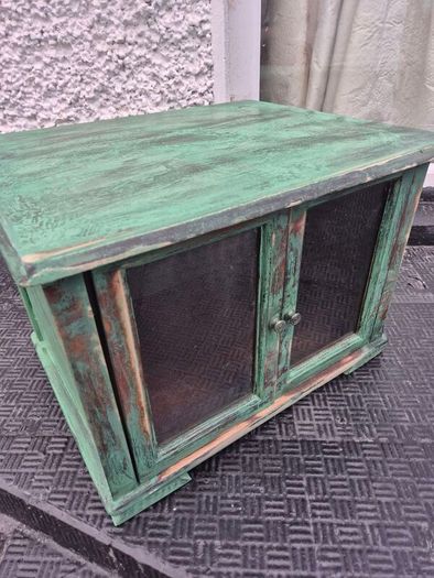 Small Vintage style  2 glass door counter  cabinet