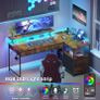 140cm Large Computer Desk with 5 Fabric Drawers, Home Office Work Desk with Power Outlets & Monitor Stand, L Shaped Gaming Desk with CPU Stand, Reversible Wooden Corner Desk, Rustic Brown Image 4