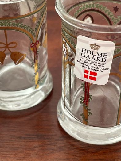 Vintage Holmegaard Golden Christmas Dram Glasses