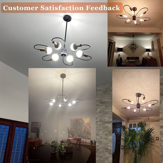NEW SALE | 6-Light Black Chandeliers, Gold Sputnik Ceiling Light, Vintage Instustrial Metal Pendant Light, Adjustable Height Chandeliers for Living Room Bedroom
