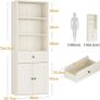 5-Tier Bookcase with Doors and Cabinet, Bookshelf Floor Standing Display Storage Shelf, Tall Bookcase with drawers for Home, Office, Living Room, Bedroom, White, 48 x 24 x 164.2 Image 3