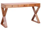Computer Desk Natural 132x47x77 cm Solid Mahogany Wood