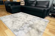Cozy Large Rugs for Living Room 160-120cm grey Washable Carpet Rugs with Rubber Backing Non Slip Kids Carpet for Bedroom Playroom Nursery Dining Room
