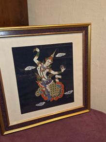 Vintage Thai Silk Painting - Framed
