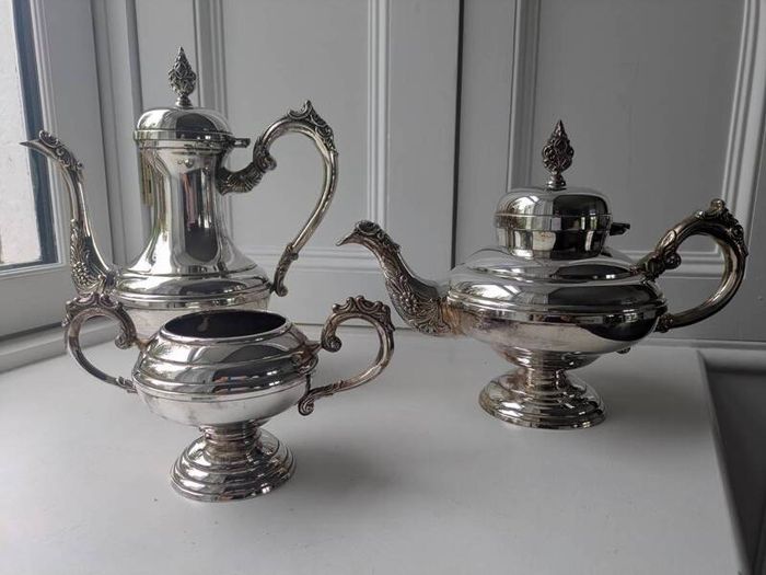 Antique Silver plated teapot tea set