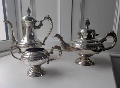 Antique Silver plated teapot tea set