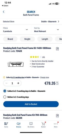 Bath tub side panel frame