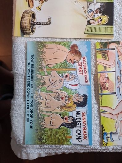 5 Bamforth nudist colony and snake charmer saucy postcards