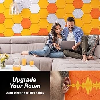 NEW SALE | 12 Pack Hexagon Acoustic Panels Self-adhesive, 30x26x0,9cm High Density Sound Proof Panels