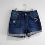 Pre Owned High-Waisted Distressed Denim Shorts Image 2