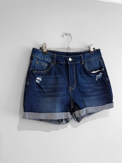 Pre Owned High-Waisted Distressed Denim Shorts