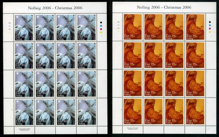2006 Ireland Christmas Commemorative Stamp Sheetlets Plate 1A1A1A1A Mint Never Hinged (MNH)