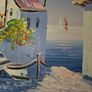 Oil on Canvas by Vinno Mediterranean Scene - Framed Image 5