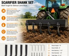 5pcs Box Blade Shank, 16" Scarifier Shank, 3 Holes Box Scraper Shank,