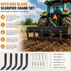 5pcs Box Blade Shank, 16" Scarifier Shank, 3 Holes Box Scraper Shank,