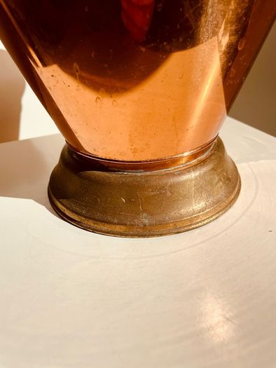 Vintage Copper & Brass Coal Scuttle or Vase Beaten Metal Decorative Piece