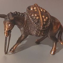 Finely Detailed Vintage Spelter Donkey (Copper/Bronze Finish)