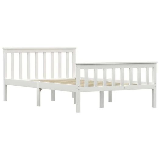 Bed Frame without Mattress White Solid Pinewood 120x200 cm