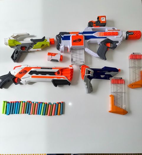 Nerf N Strike Roughcut, Modulus Ironfire, Rayburn Fire Blasters & Slingstryke With Acc