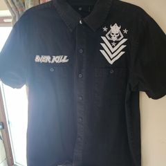 Overkill White Devil Armory Shirt (Size M) Rare Button-Up Metal Merch