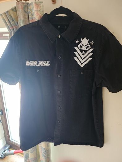 Overkill White Devil Armory Shirt (Size M) Rare Button-Up Metal Merch