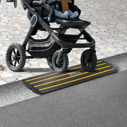 Curb Ramp, 2.6" Rise Rubber Driveway Ramps, Heavy Duty 33069 lbs Weight Capacity Threshold Ramp
