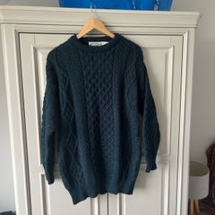 Aran Crafts Sweater Green/Petrol Blue