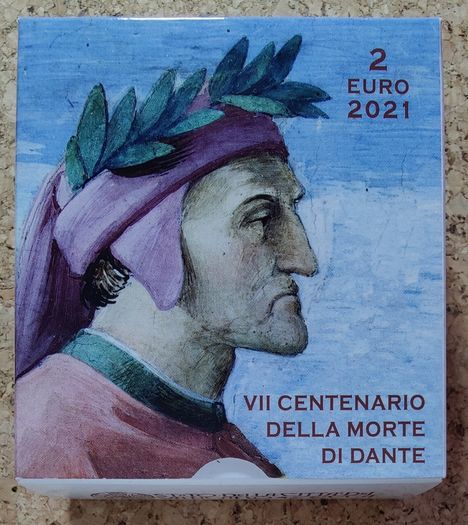 Vatican 2 Euro Base Metals Proof Coin 2021 - Seventh Centenary of the Death of Dante Alighieri - 2 Euro Commemorative Coin