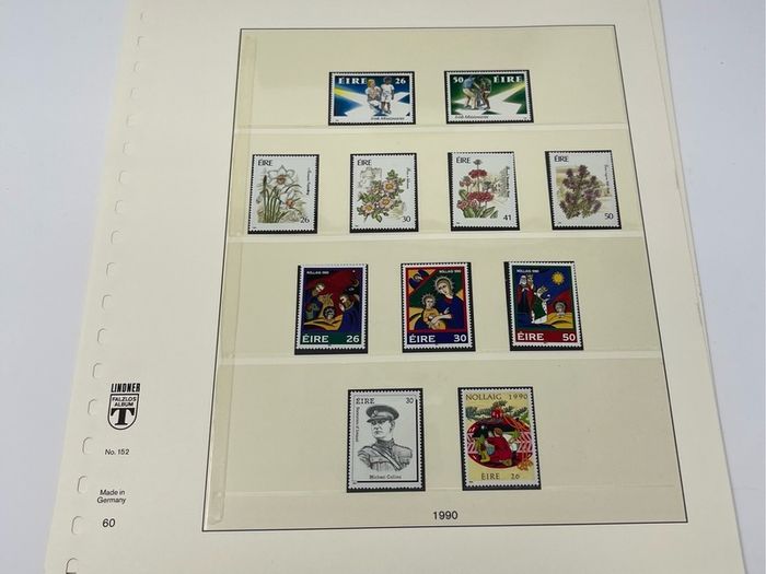 1972-91 Ireland Mint Never Hinged Stamp Collection in Lindner Album. Contained on 56 Lindner Album Pages. 58 Images.
