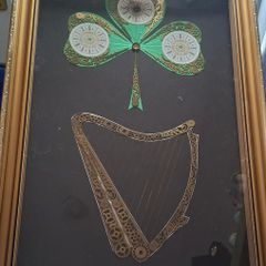 Harp and Shamrock horological collage Clock