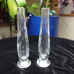 Pair of WATERFORD Crystal Slim Bud Vases Signed