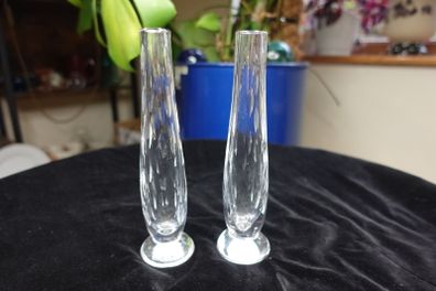 Pair of WATERFORD Crystal Slim Bud Vases Signed