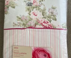 Pencil Pleat Lined Blush Blossom Curtains - Never Used