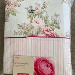 Pencil Pleat Lined Blush Blossom Curtains - Never Used
