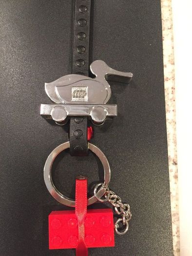 Lego JUBILEE 1932 - 2007 Metal Duck Keychain Super Rare Employee Gift From Lego For Employees Special Keychain Given To Employees In Denmark Commemorating TLG's 75 year Anniversary JUBILEE 1932 - 2007 75th Anniversary Metal Key Chain With Duck An A Leathe
