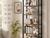 Narrow bookcase 6 levels shelves