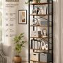 Bookcase with 6 levels and steel 6 Tier Bookcase Steel Frame Freestanding Shelf Living Room Bedroom Study ndustrial Design Image 9