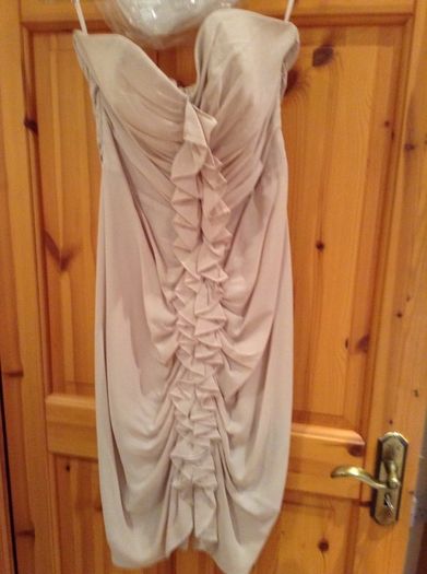 H&M light pink, strapless ruffle front dress