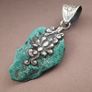 Vintage Natural Turqouise Silver Floral Desgin Pendant Image 3