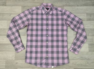 Eton Button Down Check Shirt Mens Large Slim Fit