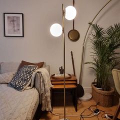 brass and opal glass floor lamp