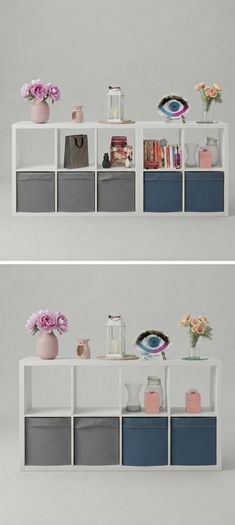 QUICK SALE (BARGAIN): IKEA White Cube Storage Shelves (Set of 2 Units) + Storage Bins | Excellent Condition - Collection D13
